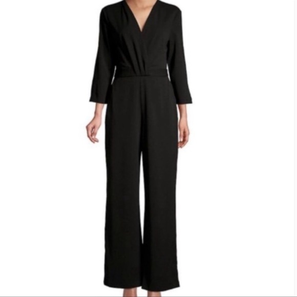 H Halston Black Wide Leg Jumpsuit - Picture 2 of 7